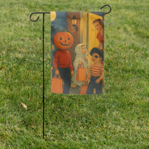 Vintage/retro 1950s trick or treating Halloween Garden Flag