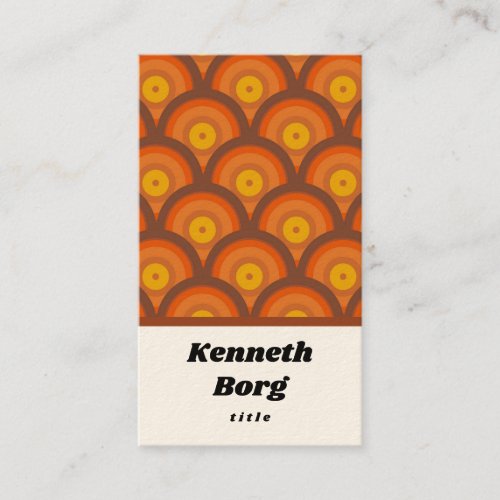 Vintage retro 1970 seventies brown orange business card