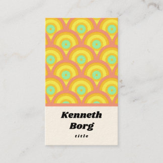 Vintage retro 1970 seventies pink aqua business card