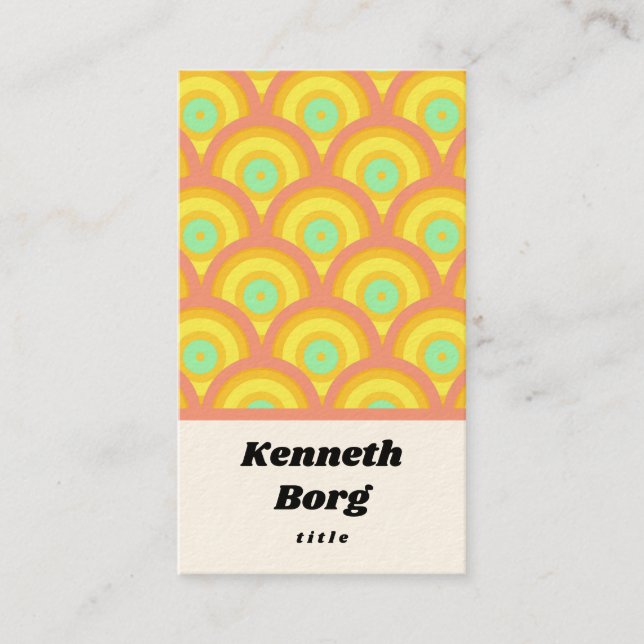 Vintage retro 1970 seventies pink aqua business card (Front)