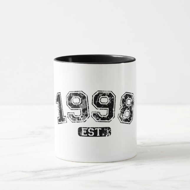 Vintage Retro 1998 Grunge Est. Established Graphic Mug (Center)