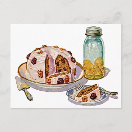 Vintage Retro 20s Baking Cookbook Art Plum Pie Postcard