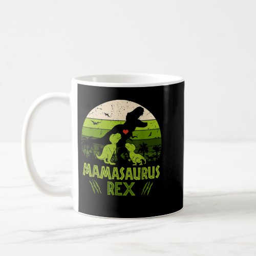 Vintage Retro 2 Kids Mamasaurus Dinosaur Lover  Coffee Mug