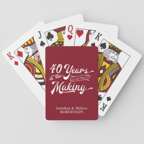Vintage Retro 40th Anniversary Ruby Personalized P Playing Cards