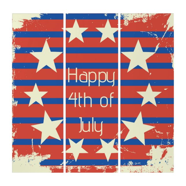 Vintage Retro 4th of July    Triptych (Front)