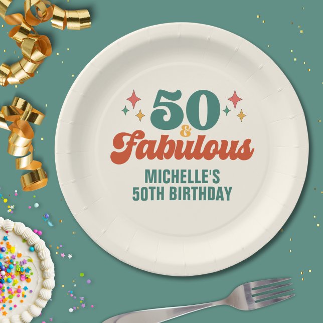 Vintage Retro 50 And Fabulous Birthday Paper Plates (Creator Uploaded)