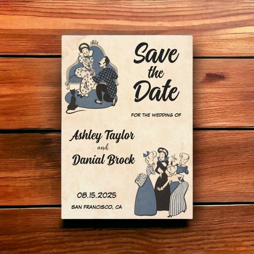 Vintage Retro 50s Comic Book Wedding Save the Date Invitation