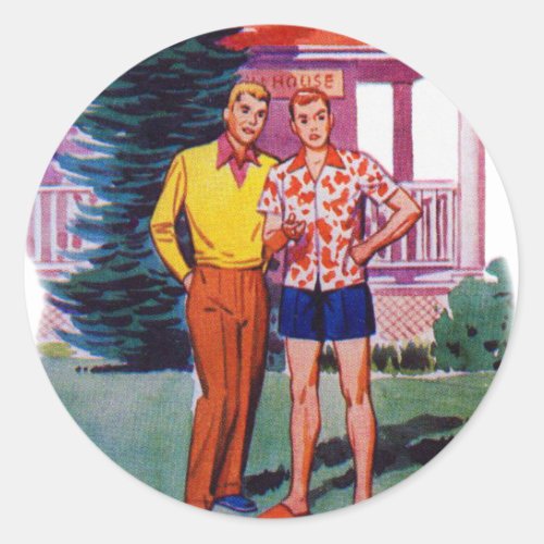 Vintage Retro 50s Gay Men Bob and Rob Classic Round Sticker