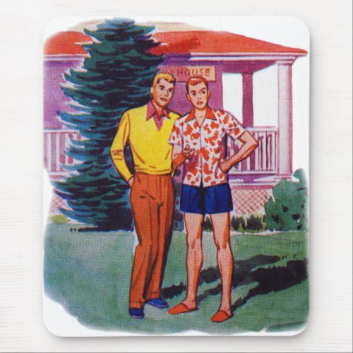 Vintage Retro 50s Gay Men Bob and Rob Mouse Pad