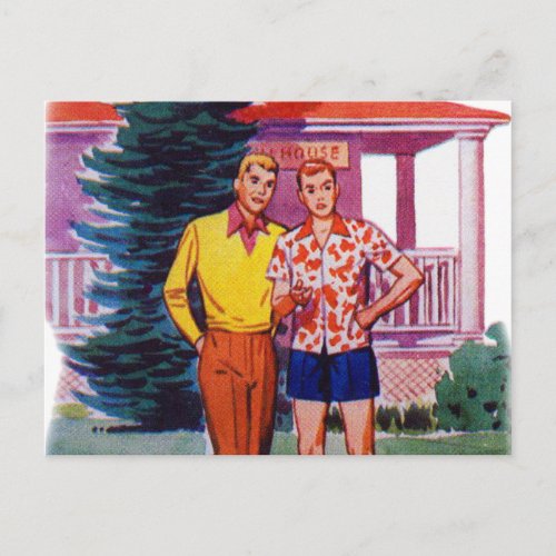 Vintage Retro 50s Gay Men Bob and Rob Postcard