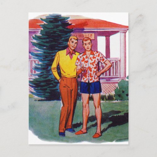 Vintage Retro 50s Gay Men Bob and Rob Postcard