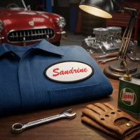 Vintage Retro 50s Mechanic Embroidered-Style Name