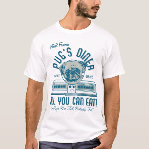 Vintage Retro 50s Style Pug's Diner (grey) T-Shirt