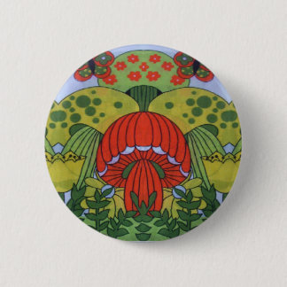 Vintage Retro 60's Hippie Mushroom Print Badge Button