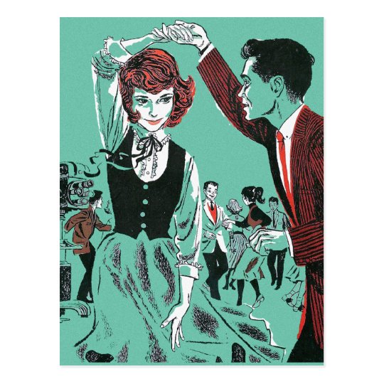 Vintage Retro 60s Teens Dancing Kitsch Book Art Postcard Zazzle Com