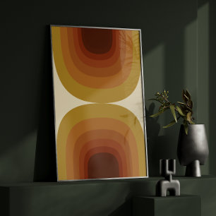 Vintage Retro 70s Earthy Geometric Rainbow Modern Poster