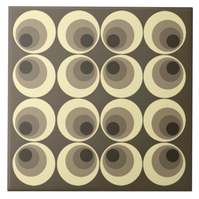Vintage retro 70s Gray Circles Tile (Front)