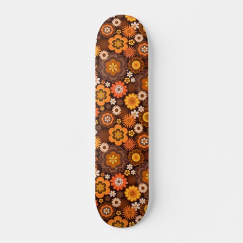 Vintage Retro 70s Groovy Floral pattern Skateboard