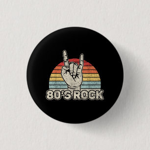 Vintage Retro 80's Rock Band Button
