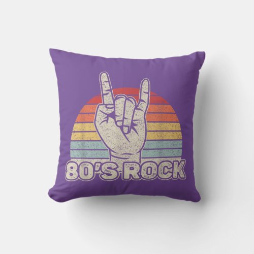 Vintage Retro 80s Rock Band Throw Pillow