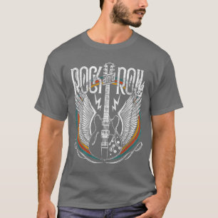 Vintage Retro 80s Rock & Roll Music Guitar Wings t T-Shirt