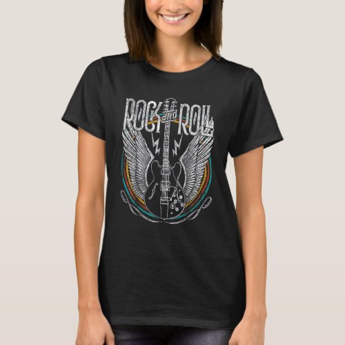 Vintage Retro 80s Rock  Roll Music Guitar Wings T T_Shirt
