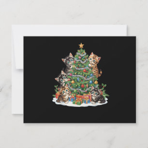 Vintage Retro 90's Cat Christmas Tree Pet Lover Pa Invitation