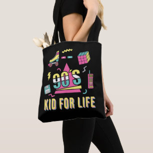 Vintage Retro 90's Kid For Life 1990s Nineties Tote Bag