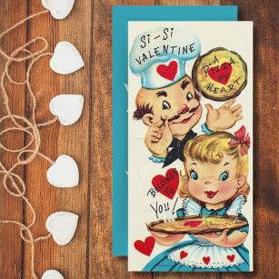 Vintage Retro A Pizza My Heart Custom Valentine Holiday Card