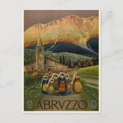 Vintage Retro Abrvzzo Travel Tourism Postcard