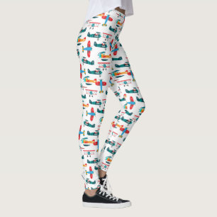 vintage retro airplane pattern leggings