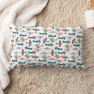vintage retro airplane pattern lumbar pillow