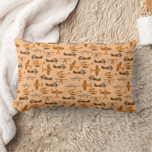 vintage retro airplane pattern lumbar pillow