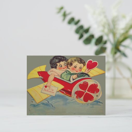 Vintage Retro Airplane Valentine Card | Zazzle