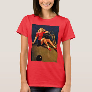 Vintage Retro Al Buell Bowling Pin-up Girl T-Shirt
