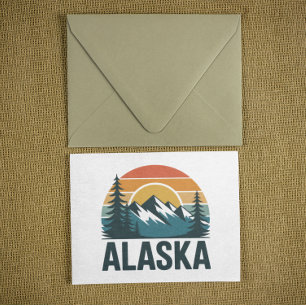 Vintage Retro Alaska Sunset Outdoor Adventure Card