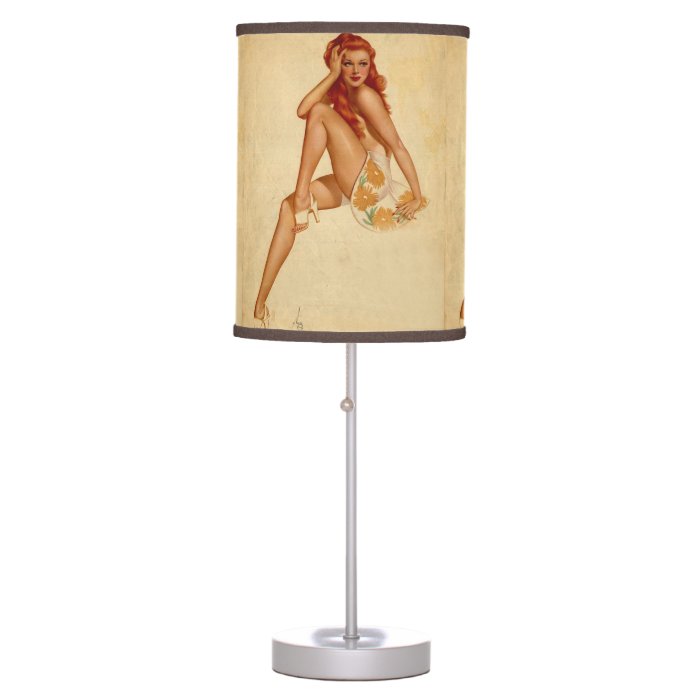 Vintage Retro Alberto Vargas Redhead Pin Up Girl Table Lamp