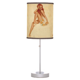 Vintage Retro Alberto Vargas Redhead Pin Up Girl Table Lamp