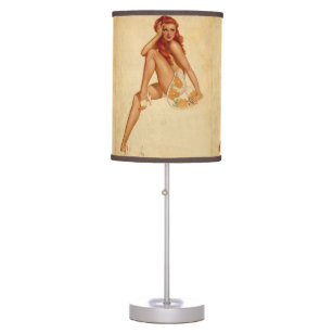 Vintage Retro Alberto Vargas Redhead Pin Up Girl Table Lamp