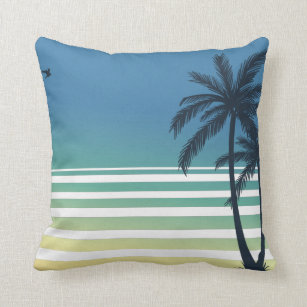 Vintage Retro Aloha Hawaiian Beach Vacation Hawaii Throw Pillow