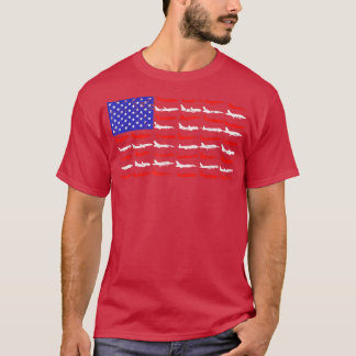 Vintage Retro American Flag Airplane 4th Of July P T-Shirt