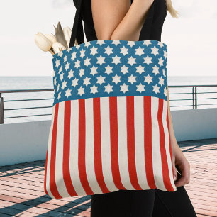 Vintage Retro American Flag Stars and Stripes Tote Bag