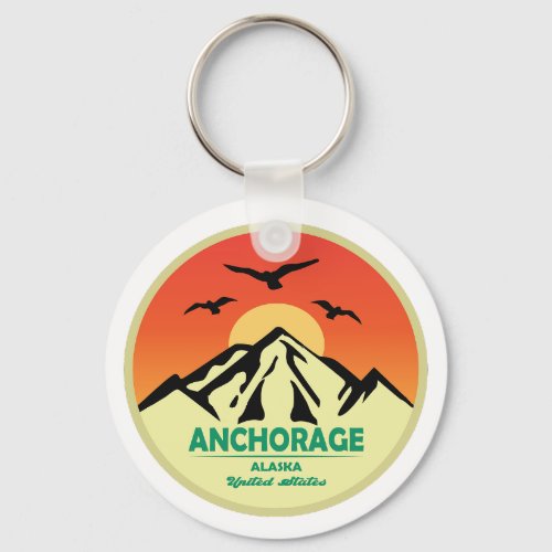 Vintage Retro Anchorage Alaska Keychain