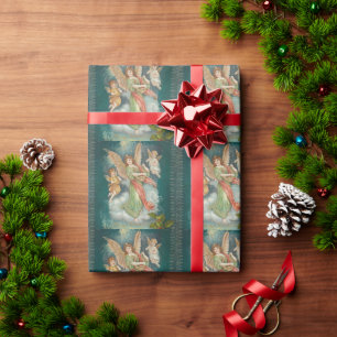 Vintage Retro Angels Christmas Wrapping Paper