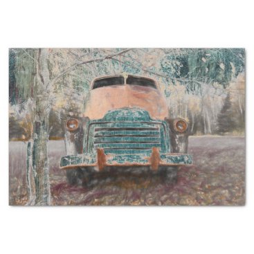 Vintage Retro Antique Rustic Teal Brown Truck Tissue Paper