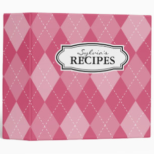 Vintage retro argyle pattern recipe binder book