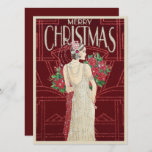 Vintage Retro Art Deco Woman Christmas Holiday Card<br><div class="desc">A beautiful vintage retro Merry Christmas art deco woman in a gown holiday card. Send out one of these gorgeous art deco women holiday cards to friends and family for a unique holiday idea this year. Also perfect for collectors. Check out the Art Deco collection in my store for more...</div>