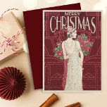 Vintage Retro Art Deco Woman Christmas Holiday Card<br><div class="desc">A beautiful vintage retro Merry Christmas art deco woman in a gown holiday card. Send out one of these gorgeous art deco women holiday cards to friends and family for a unique holiday idea this year. Also perfect for collectors. Check out the Art Deco collection in my store for more...</div>