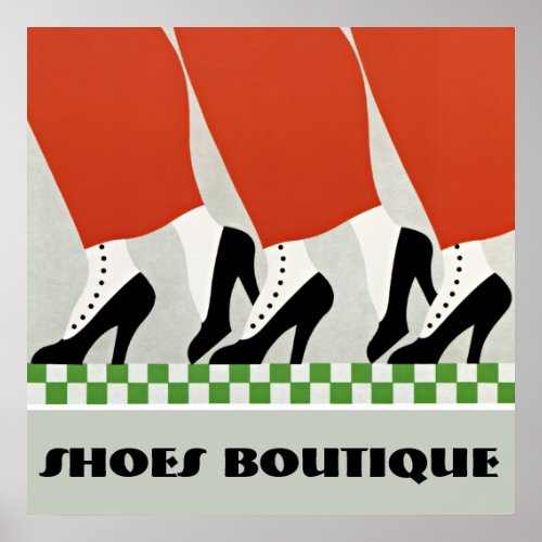 Vintage Retro Art Deco Women Shoes Pumps Custom Poster