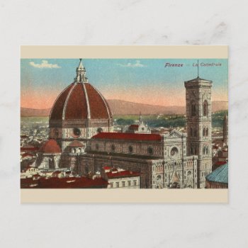 Vintage Retro Art Florence Italy Italia Cathedral Postcard by ZazzleArt2015 at Zazzle